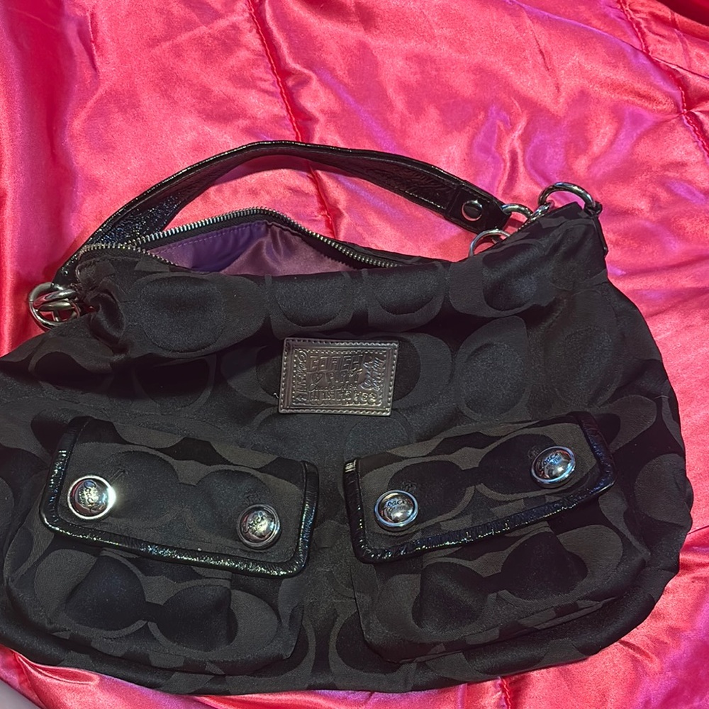Coach Black Shoulder Bag with Curved Design